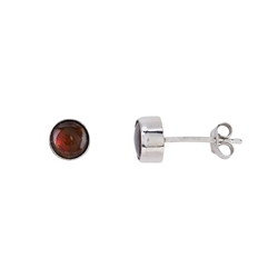 244023220019 Earstud Ammolite round (6mm) red-orange, 0,7cm, platinized | Marco Schreier