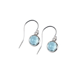 244023220071 Earring Topaz blue round (8mm), faceted, 2,2cm, platinum plated | Marco Schreier