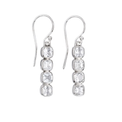 244023220075 Earring Topaz white Cushion (4 x 4mm), faceted, 3,3cm, platinum plated | Marco Schreier