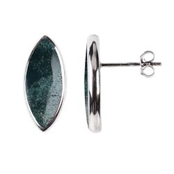 244023220079 Earstuds ocelot jasper Marquise, 2.2cm, platinum plated | Marco Schreier