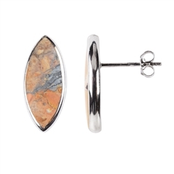 244023220080 Earstud Maligano-Jasper Marquise (20 x 8mm), 2,2cm, platinized | Marco Schreier