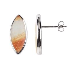 244023220082 Earstuds Java Sunset Jasper Marquise (20 x8mm), 2.2cm, platinum plated | Marco Schreier