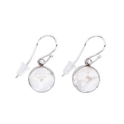 244023220084 Boucles d'oreilles avec crochets Agate (blanche) rond (10mm), 3,0cm, platiné | Marco Schreier