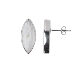 244023220098 Earstud Druzy Agate white Marquise (20 x 8mm), 2,2cm, platinum plated | Marco Schreier