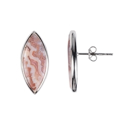 244023220110 Earstud Lace Agate Marquise (20 x 8mm), 2,3cm, platinum plated | Marco Schreier