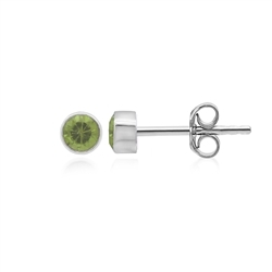 244023220118 Pendientes Peridoto redondo (3mm), facetado, 0,4cm, platinado, suelto | Marco Schreier