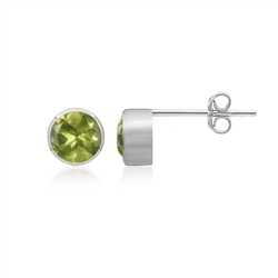 244023220119 Earstud Peridote round (6mm), faceted, 0,7cm, platinized | Marco Schreier