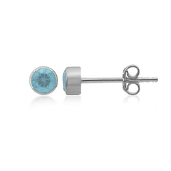 244023220122 Earstud Topaz blue round (4mm), faceted, 0,5cm, platinum plated | Marco Schreier