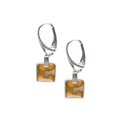 244023220276 Earrings Ocean Jasper, square (10 x 10mm), 3.4cm, platinum plated | Marco Schreier