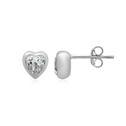 244023220289 Earstud Topaz (white) heart (5mm) 0,6cm, platinum plated | Marco Schreier