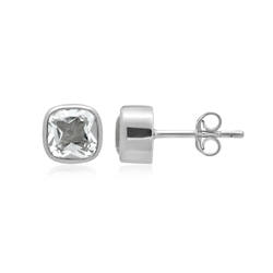 244023220290 Earstud Topaz (white) Cushion (6mm), 0,7cm, platinum plated | Marco Schreier