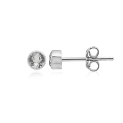 244023220403 Pendientes Topacio (blanco) redondo (3mm), facetado, 0,4cm, platinado, suelto | Marco Schreier