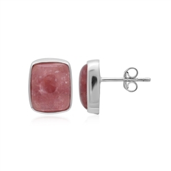 244023220412 Rhodochrosite rectangle Earstuds (11 x 9mm), 1.2cm, platinum plated | Marco Schreier