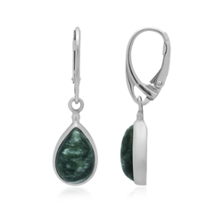 244023230012 Boucles d'oreilles avec crochets en séraphinite, goutte (15 x 10mm), 3,6cm, platiné | Marco Schreier