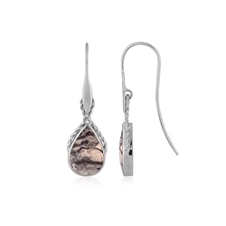 244023230033 Batik jasper drop earrings (20 x 10mm), 4.1cm, platinum plated | Marco Schreier