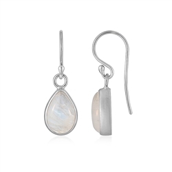 244023230044 Earrings Labrodorite (white), drop (12 x 8mm), 2.8cm, platinum plated | Marco Schreier