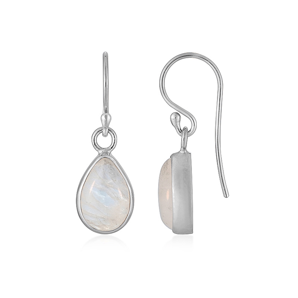 Earrings Labrodorite (white), drop (12 x 8mm), 2.8cm, platinum plated
