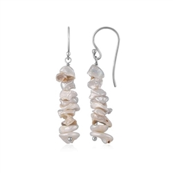 244023230091 Earrings pearls Keshi (4 - 8mm), 3.5cm, platinum plated | Marco Schreier