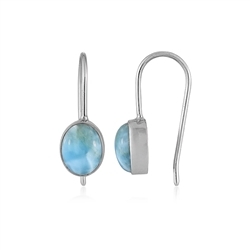 244023230097 Larimar earrings, oval (9 x 7mm), 2.4cm, platinum plated | Marco Schreier