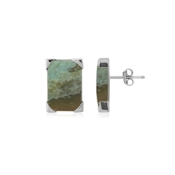 244023230231 Clous d'oreilles Bois silicofié (vert), rectangle (16 x 11mm), 1,7cm, platiné | Marco Schreier