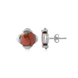 244023230240 Ohrstecker Chalcedon (multicolour), rund (130mm), 1,2cm, platiniert | Marco Schreier