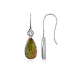 244023240013 Boucles d'oreilles Ammolite goutte (18 x 10mm) vert, 4,1cm, platiné | Marco Schreier