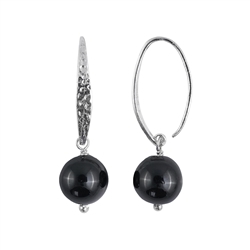 244023240018 Earrings Tourmaline (black), beads (10mm), 3.4cm, platinum plated  | Marco Schreier