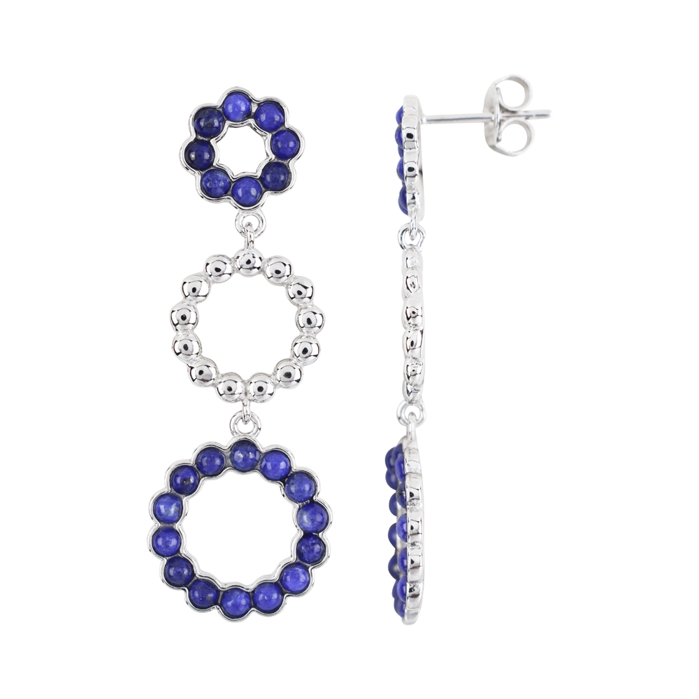 244118200037 Earstuds Lapis Lazuli flower, 4,3cm. rhodiniert | gems, healing stones & jewelry