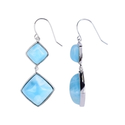 244118200063 Earrings Larimar squares (14mm, 10mm), 4,5cm, rhodium plated | Marco Schreier