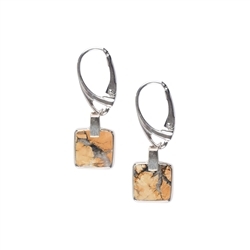 244118302576 Earrings maligano jasper square (10 x 10mm), 3.3cm, platinized | Marco Schreier