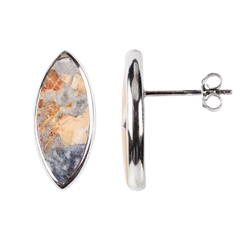 244118303576 Earstud Maligano-Jasper Marquise (20 x 8mm), 2,2cm, rhodium plated | Marco Schreier