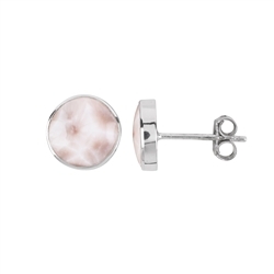 244118304245 Clous d'oreilles Natrolite rond (10mm), 1,2cm, rhodié | Marco Schreier