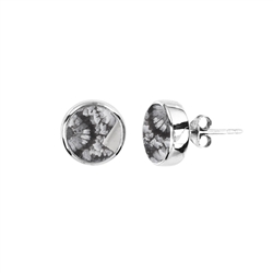 244118305577 Petrified Coral Earstuds (black/white), round (07mm), 0.9cm, rhodiniert | Marco Schreier