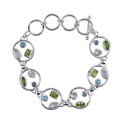 245005110111 Bracelet "Winter Suite" Larimar, Peridote, Topaz, Labrodorite white | Marco Schreier