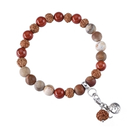 245005180013 Mala pulsera Jaspe (rojo), Madera petrificada (puesta a tierra) | Marco Schreier