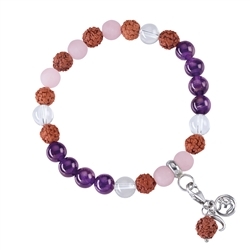 245005180014 Bracelet Mala Améthyste, Cristal de roche, Quartz rose (vitalité) | Marco Schreier