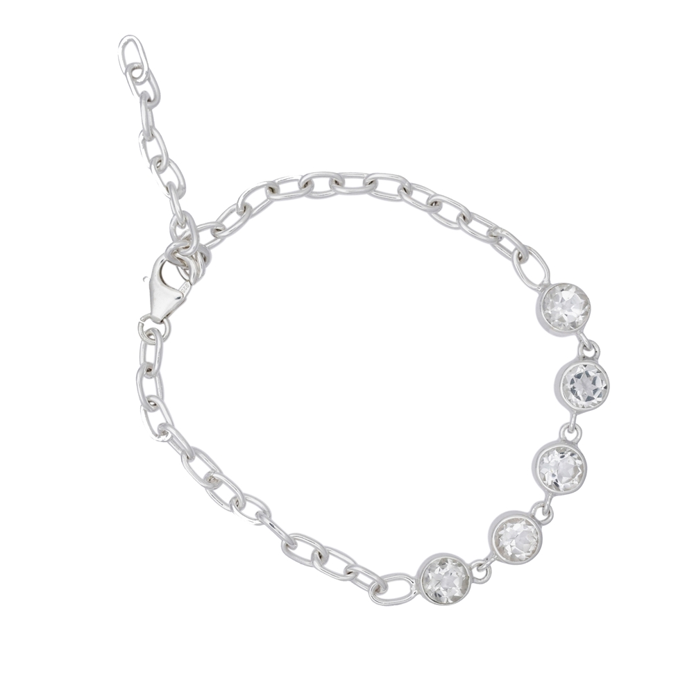 Bracelet Topaz (white) faceted, silver, adjustable length