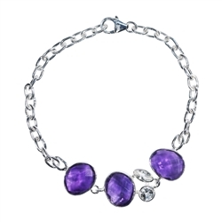 245005190018 Bracelet amethyst faceted, silver, adjustable length | Marco Schreier