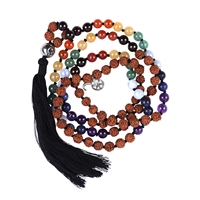 Bracelet de pierres précieuses mala Rudraksha avec perles de chakra
