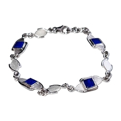 245023220001 Bracelet Lapis Lazuli squares (6 x 6mm), 20cm, platinum plated | Marco Schreier