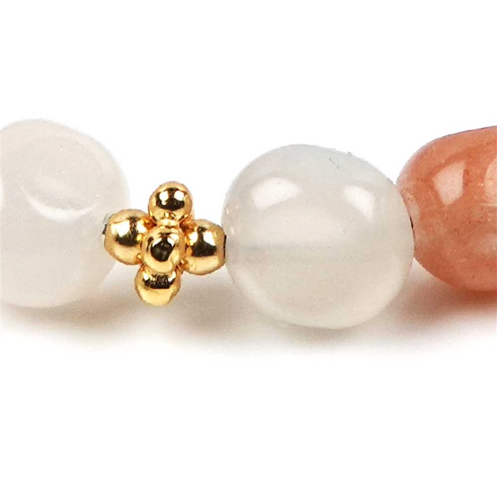 Bracelet Moonstone (multicolored), 07 - 09mm nuggets, gold-plated