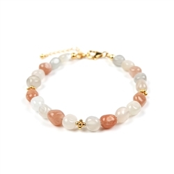 245109200044 Bracelet Moonstone (multicolored), 07 - 09mm nuggets, gold-plated | Marco Schreier