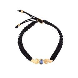 245109210002 Bracelet macramé, wings with disthene, gold plated | Marco Schreier