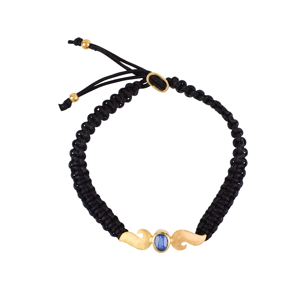 Bracelet macramé, wings with disthene, gold plated