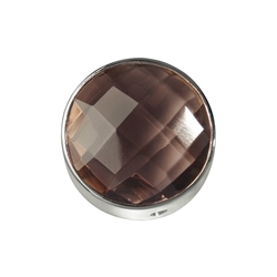 249005100028 Smoky Quartz faceted set, silver, 15mm | Schreier gems, healing stones & jewelry