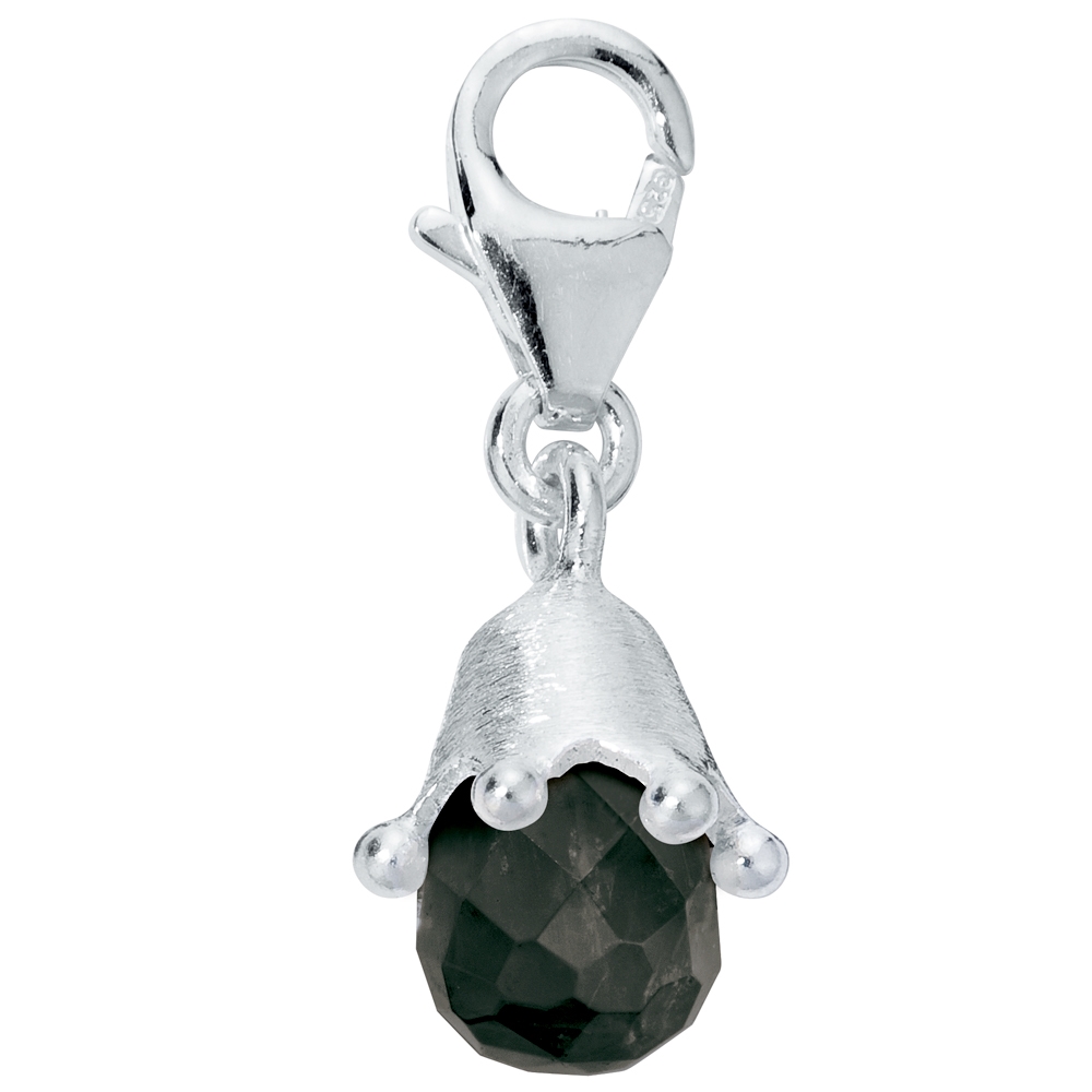 Charm "Onyx drop with crown cap", approx. 27mm