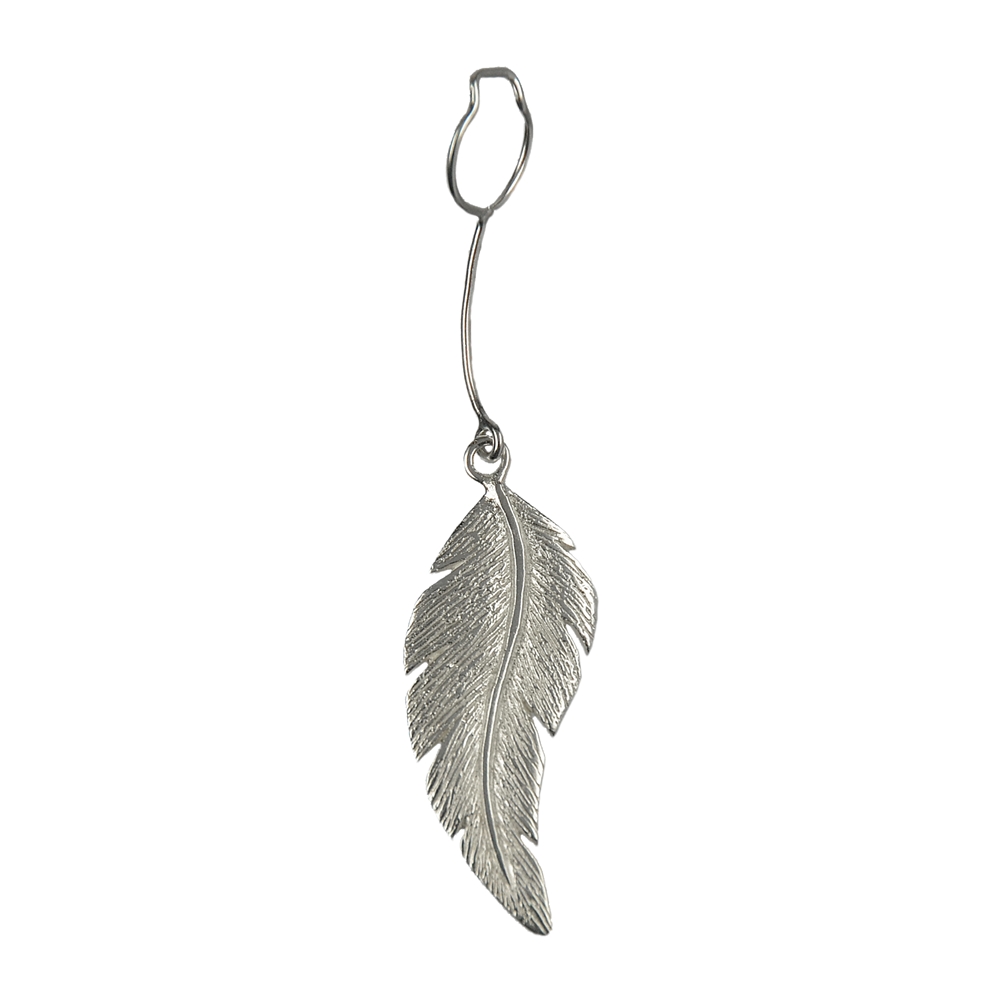 "Feather" pendant for donut holder, silver
