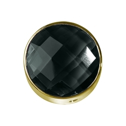 249009100036 Onyx (set) faceted, gold-plated silver, 15mm  | gems, healing stones & jewelry