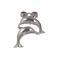 Pendant for cross drilled stones "Dolphin", 20 x 16mm, rhodium plated