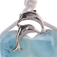 Pendant for cross drilled stones "Dolphin", 20 x 16mm, rhodium plated